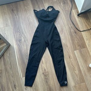 Black Bombshell Sportswear Halter Jumpsuit